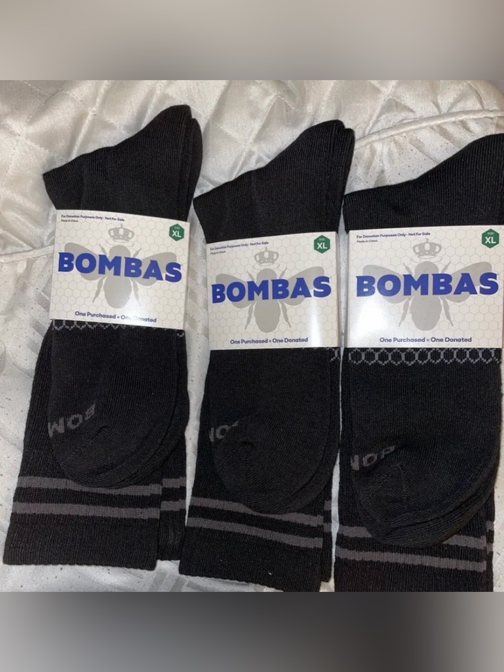 BOMBAS Men's Black Crew Socks – Pack of 3 SIZE XL